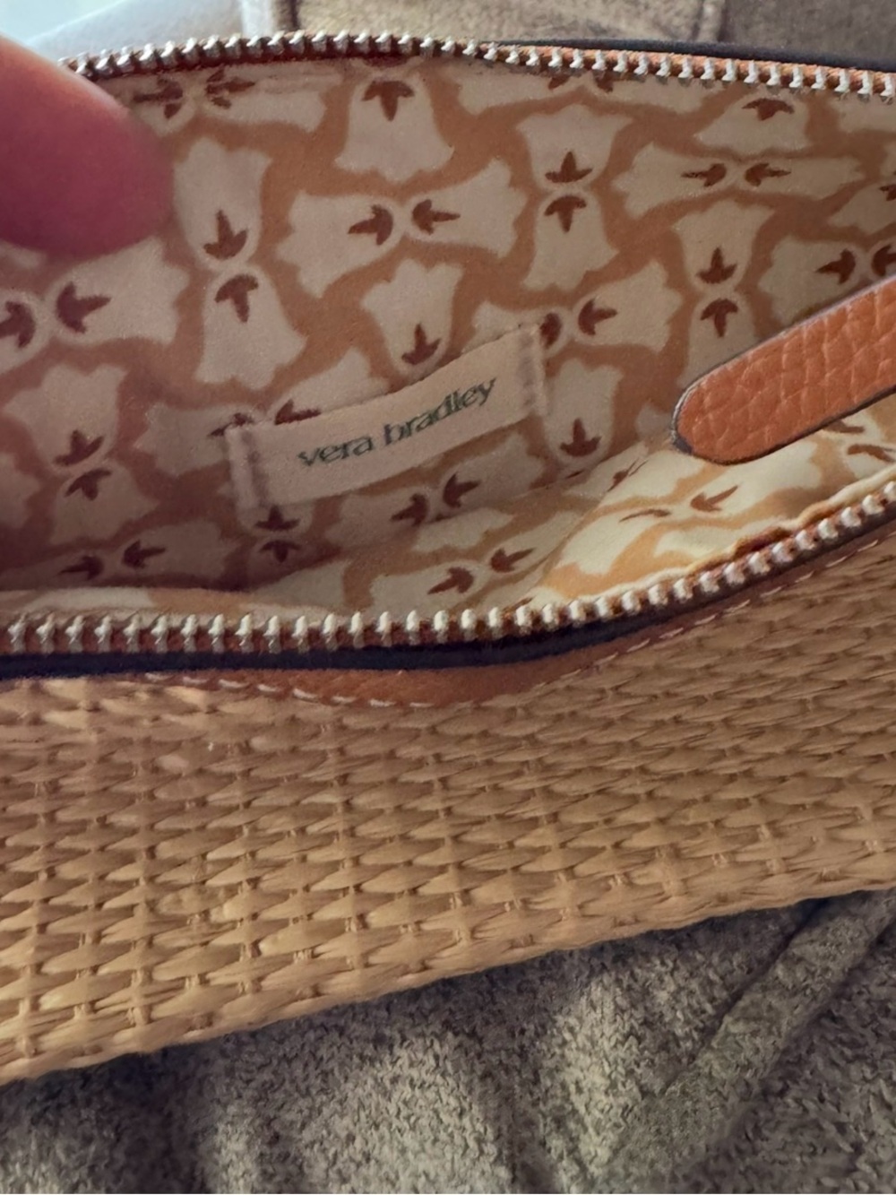 Vera Bradley Tan Woven Slip-On Sneakers with Leather Trim